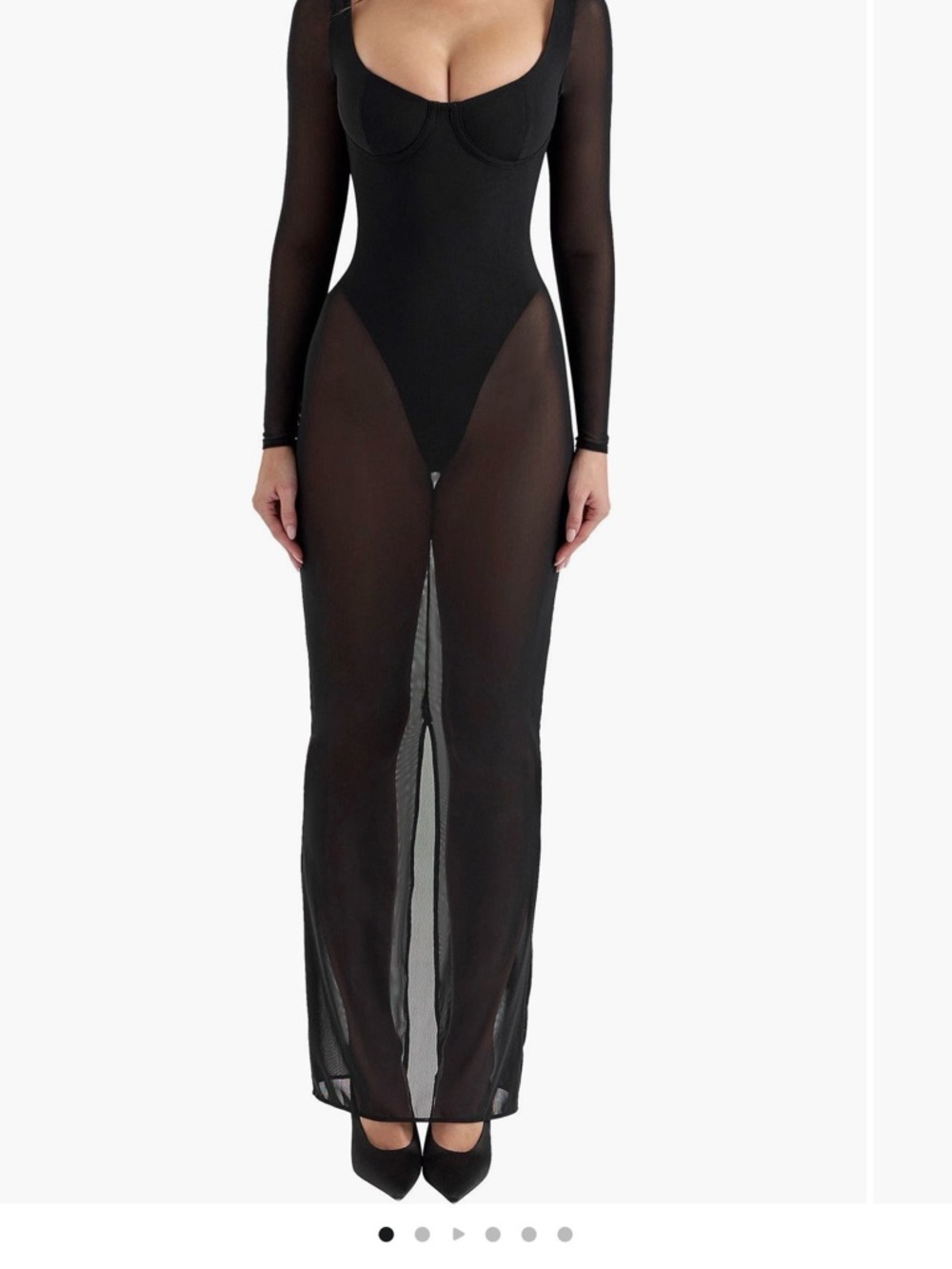 House of CB Black Sheer Long Sleeve Mesh Dress